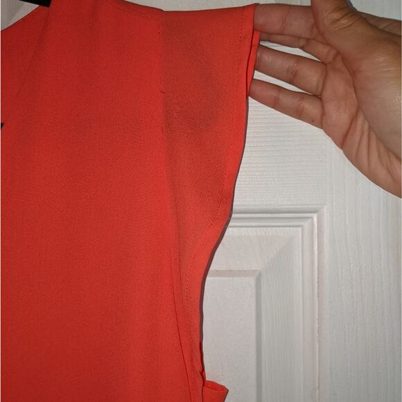 1 STATE On Point Poppy Petal Pink V Neck Flutter Cap Sleeves Drop Waist Dress S - Picture 6 of 12